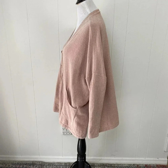 Wynne Lounge Button Front Cardigan Dusty Rose Oversized Fit Size P - Picture 12 of 14